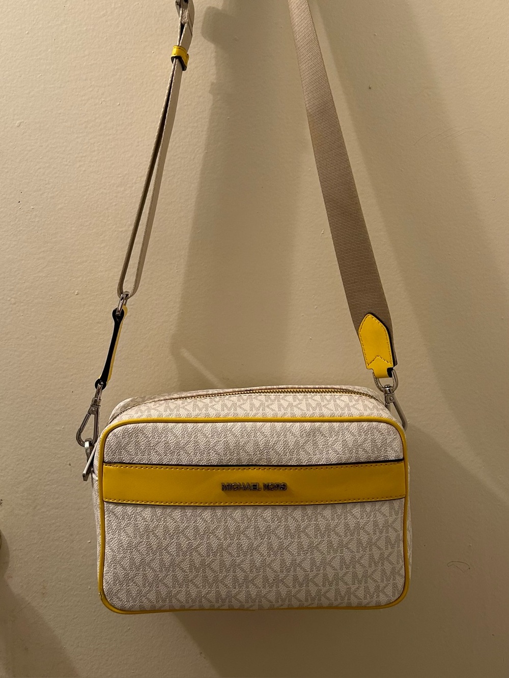 Michael Kors Cream Crossbody with Yellow Trim